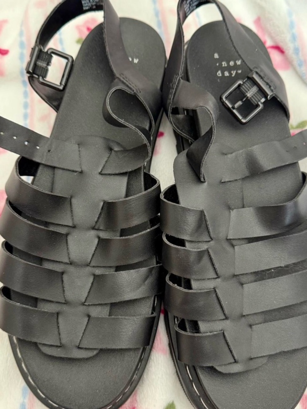 a new day Black Basket Weave Strappy Sandals